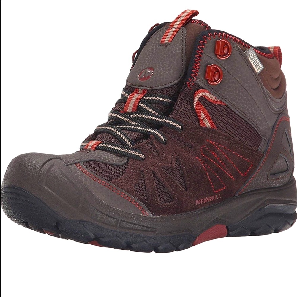 Merrell Capra Mid 3.5 youth 3-1/2 suede leather brown waterproof hiking boots